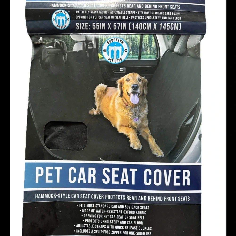 Brooklyn Pet Car Seat Cover, Fits most cars and SUV Back Seats, NIB,